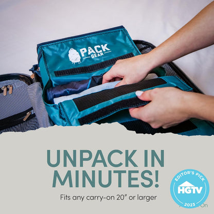 Pack Gear Hanging Luggage Organizer - Our Carry On Closet Insert Fits inside easily - Our Hanging Luggage Organizer Uses Velcro to Allow Instant Access to your Clothes (Mesh Green, Carry-On Size)