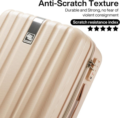 Hanke 29 Inch Luggage Suitcases With Spinner Wheels Lightweight PC hardside Rolling Suitcase With Travel Lock, Checked-Large 29-Inch（Cuba Sand）