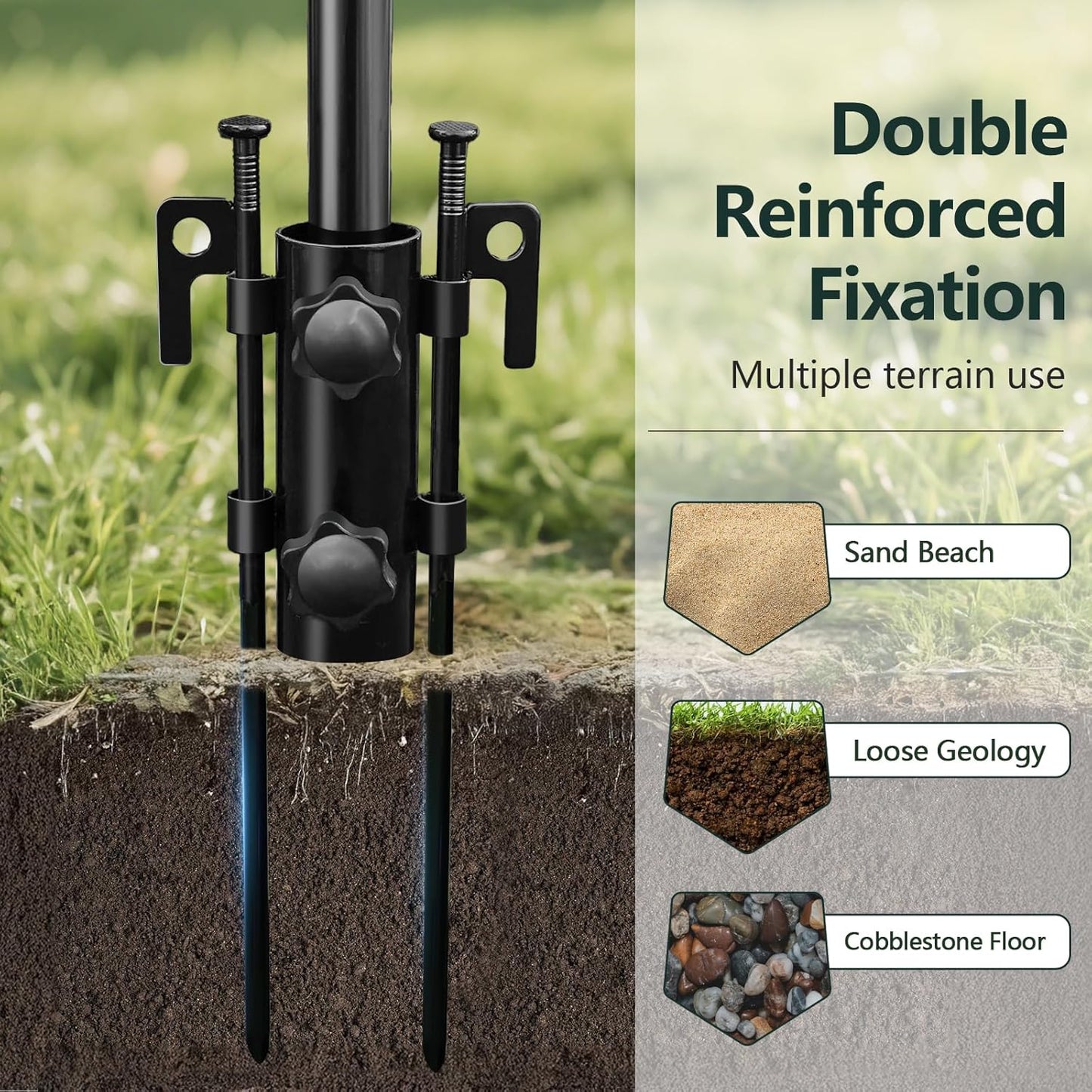 Camping Tarp with Poles & Retainer,15x12.5FT Large Waterproof 210D Oxford Cloth Camping Canopy, UV Blocking Rate 99.99% Tent Tarp Car Awning for Outdoor, Picnic, Hammock, Car, Backpacking(Green-Black)