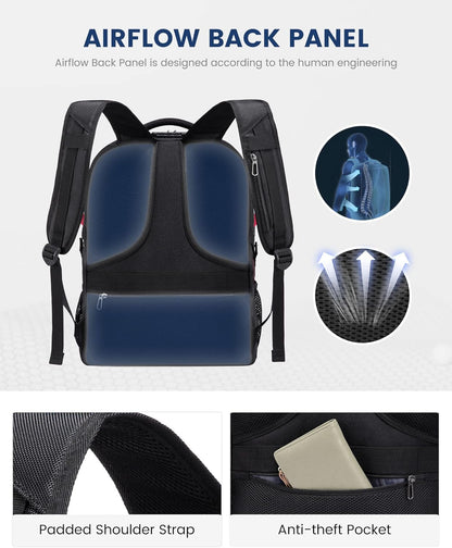 LOVEVOOK Travel Backpack for Men 17inch Large Work Backpack for Men Large Capacity Lockable Mochilas para Hombres Waterproof Computer Backpack for Work Business Travel College (17 inch,Black&Brown