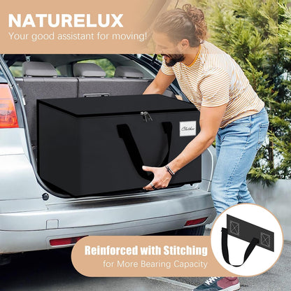 Heavy Duty Moving Bags - Extra Large Packing Bags and Storage Totes, Collapsible and Foldable Option for Moving and Storage, Black, 93 L - 12 Pack