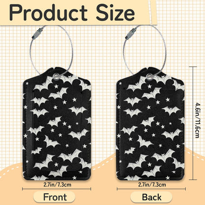 3 Pack PU Leahter Happy Halloween Luggage Tag with Stainless Steel Loop,Travel Suitcase Labels with Privacy Cover ID Label Quickly Spot for Bags