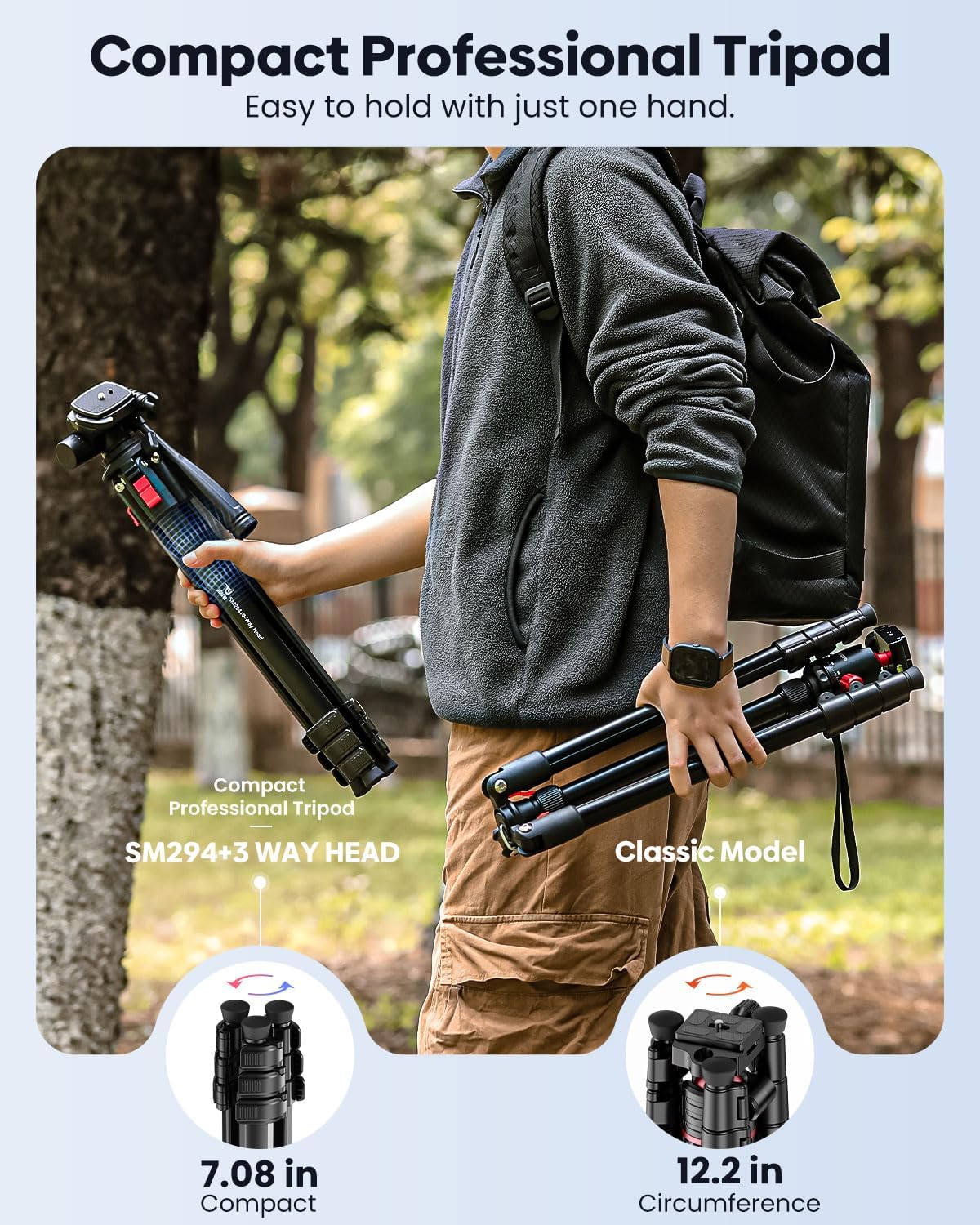 68" Lightweight Camera Tripod Stand, Compact Portable Travel Aluminum Tripod for DSLR/SLR, Compatible with Canon/Nikon/Phone (Supports 8.8 lbs, Weighs 2.46 lbs) Black