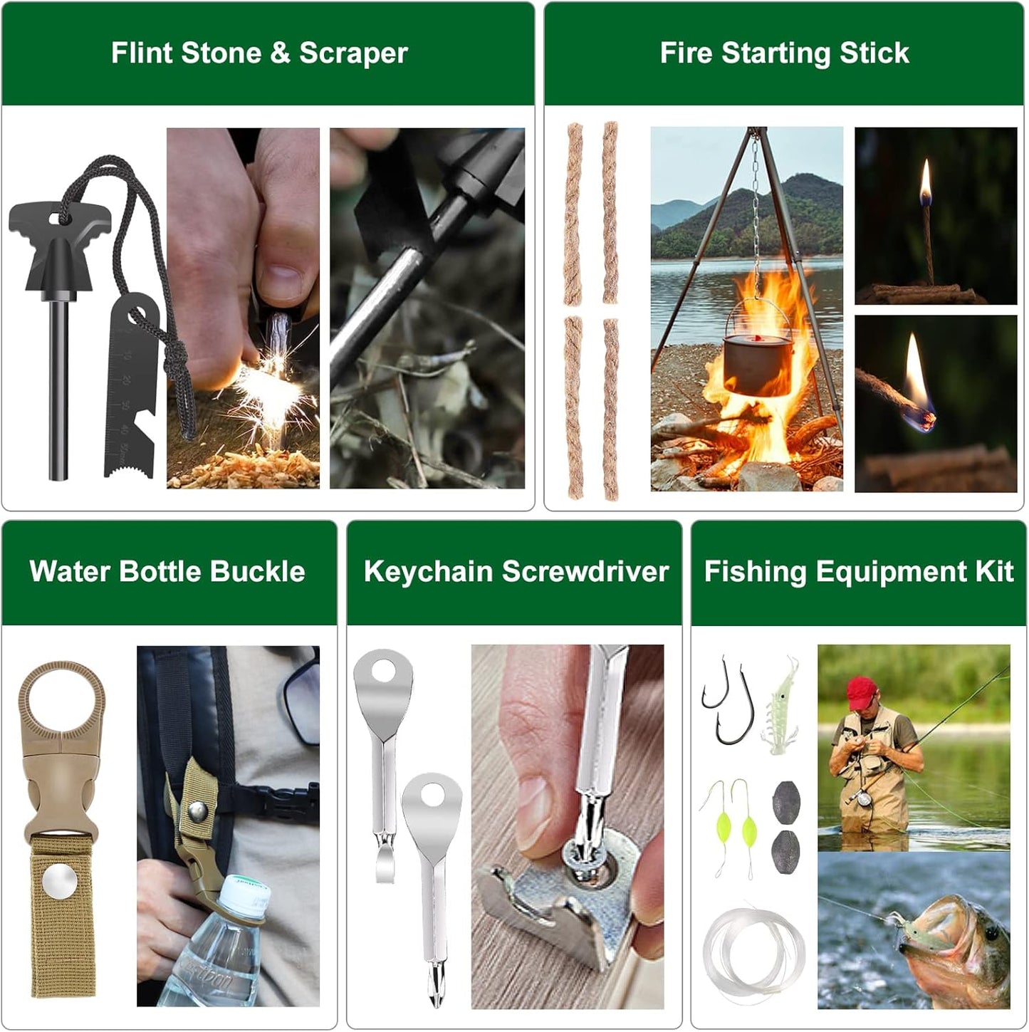 Gifts for Men Dad Husband Teenage Boy, Survival Kit 28 in 1, Survival Gear Tool Emergency Tactical Equipment Supplies Kits for Families Outdoors Camping Hiking Adventures