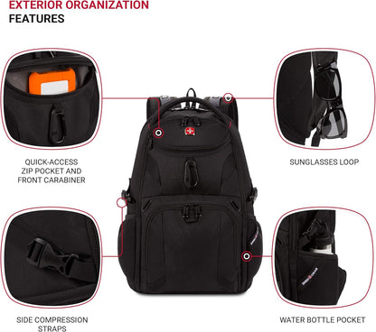 SwissGear Mini 1900 Scansmart Slim Version Laptop Backpack, Black, 16-Inch