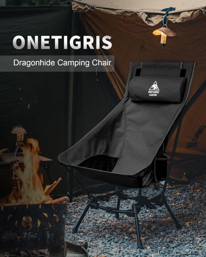 OneTigris Dragonhide Oversized Camping Chair with Pillow Design, Comfortable Widened Seat Folding, 275 lbs Capacity