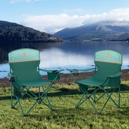 HIGH POINT SPORTS 2 Pack Portable Camping Chair for Adults, Folding Outdoor Camp Chair Lightweight Lawn Chairs Folding Collapsible Chair for Camping, Tailgates, Beach, Green, Support 225lbs