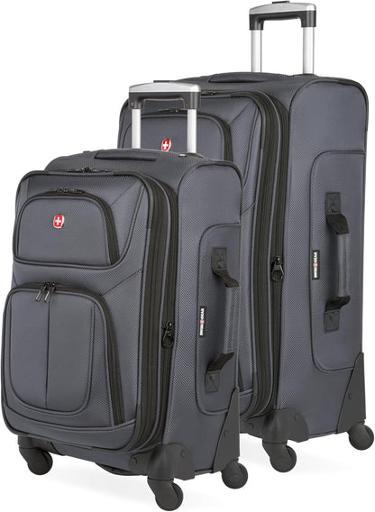 SwissGear Sion Softside Expandable Luggage, Dark Grey, 2-Piece Set (21/25)