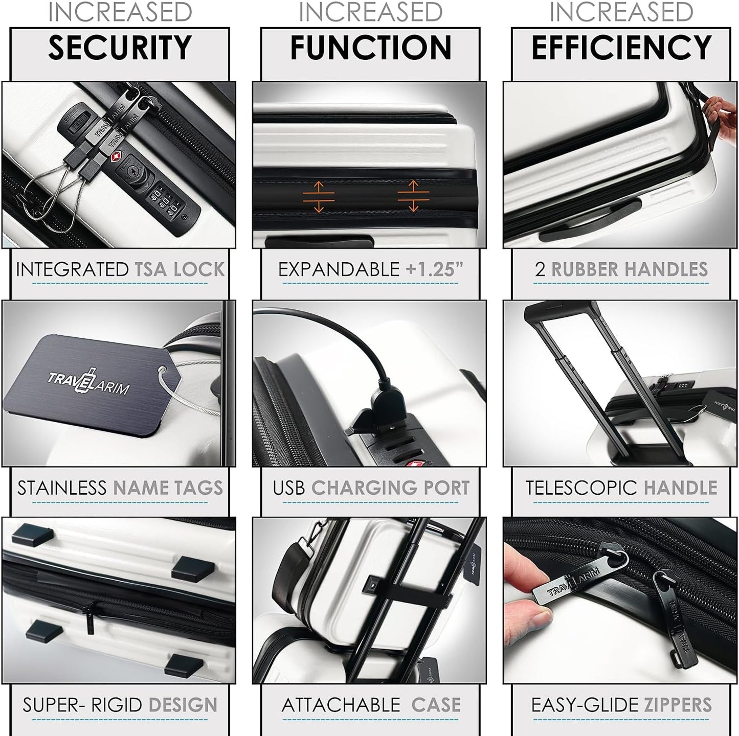 22 Inch Carry On Luggage 22x14x9 Airline Approved, Carry On Suitcase with Wheels, Hard-shell Carry-on Luggage, Durable Luggage Carry-On, White Small Suitcase with Cosmetic Case