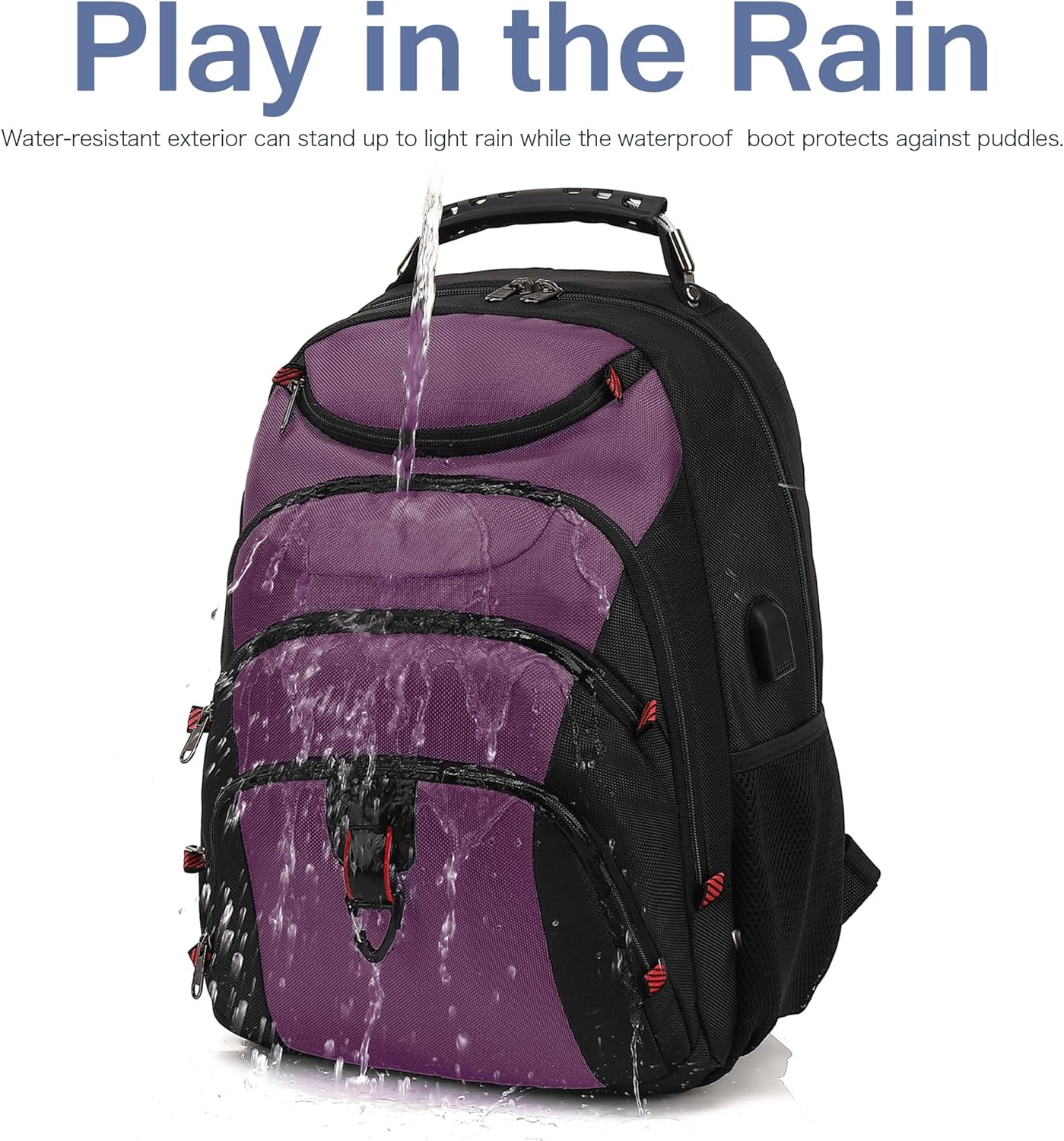 Boavan Laptop Backpack for men, 15.6 inch Laptop Bag with USB Port, Waterproof Travel Work Backpack Purse, Anti-Theft Teacher Nurse Doctor Casual Bookbags Office Business backpack，Purple Black