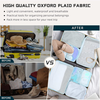 Reginary 6 Set Travel Packing Cubes Luggage Organizer Set Lightweight Suitcase with Shoe Bag for Clothes Toiletries