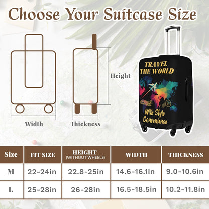 Luggage Cover, Travel Suitcase Covers, Elastic Suitcase Protective Cover, Scratchproof Luggage Protector, Washable Dustproof Trolley Case Protector Fit 22-28 Inch (bk, L（25-28inch suitcase）)