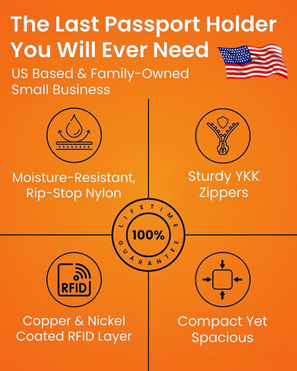 Passport Holder Family up to 6 Passports, Large Passport Wallet and Premium Travel Document Holder Organizer with RFID Anti-Theft Blocking - Black