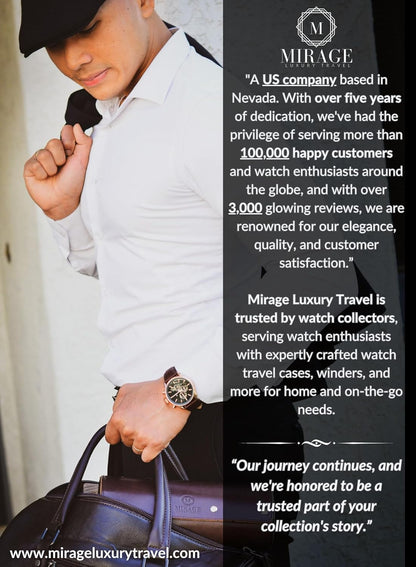 4 Watch Travel Case for Men – Leather Watch Roll Case Storage for Travel - Brown Full Grain Cow Leather