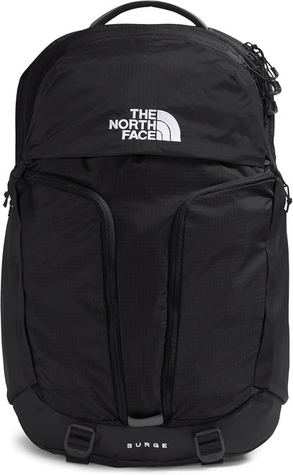 THE NORTH FACE Surge Commuter Laptop Backpack | Daypack with Water Repellent Finish, 16" Laptop Sleeve, Reflective Details, TNF Black/TNF Black-NPF, One Size