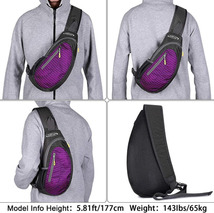 G4Free Sling Bag for Men Women, Small Crossbody Backpack Lightweight Chest Shoulder Bags for Travel, Outdoor and Sports (Purple)