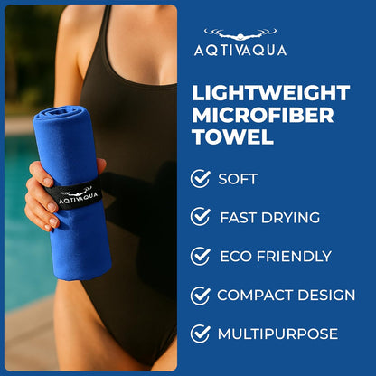 AqtivAqua Quick Dry Towel - Lightweight Microfiber Travel Towel w/Bag - Fast Drying Towel Set for Camping, Beach, Pool, Gym, Backpacking, Sports, Yoga & Swim Use, Hiking (Royal Blue, M:24"x40")