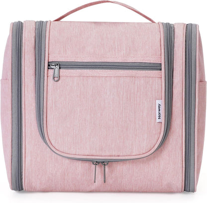 Narwey Hanging Toiletry Bag for Women Travel Makeup Bag Organizer Toiletries Bag for Cosmetics Essentials Accessories(Large, Pink)