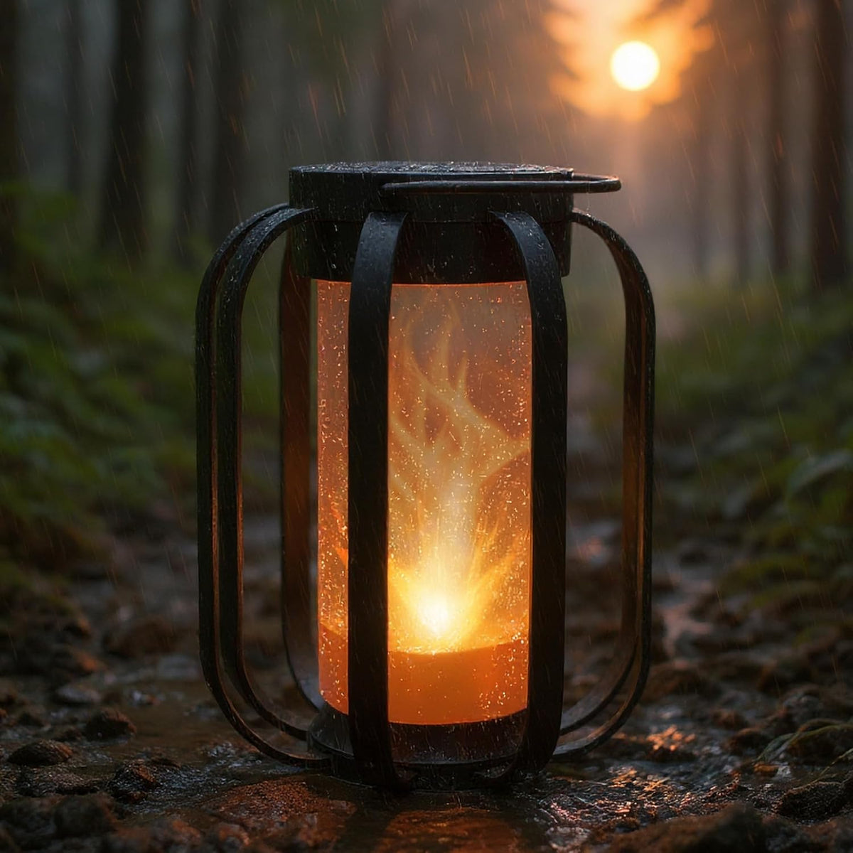 Modern Solar Lanterns Outdoor Waterproof - Patented Flickering LED Flame Effect, IP65 Waterproof, Matte Black Finish, Hanging Solar Lights for Outside for Patio, Garden, Porch, Outdoor Decor (1 Pack)