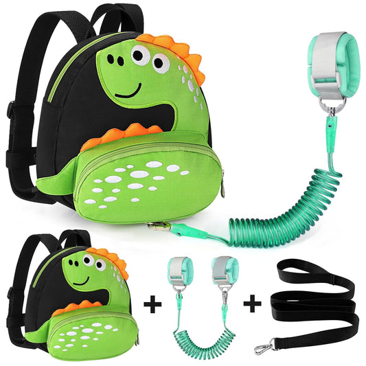 Accmor Toddler Harness Backpack Leash, Cute Dinosaur Kids Backpacks with Anti Lost Wrist Link, Mini Child Backpack Wristband Tether Strap and Protection Leashes for Baby Boys Girls Aged 1-3 Years