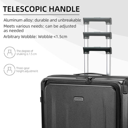 Premium Carry On Luggage, 29 Inch Top Opening Aluminum Frame Airline Approved ABS+PC Hard Shell Suitcases with Silent Wheels, TSA Lock, Front Pocket & Wet-dry Separated Six-piece set