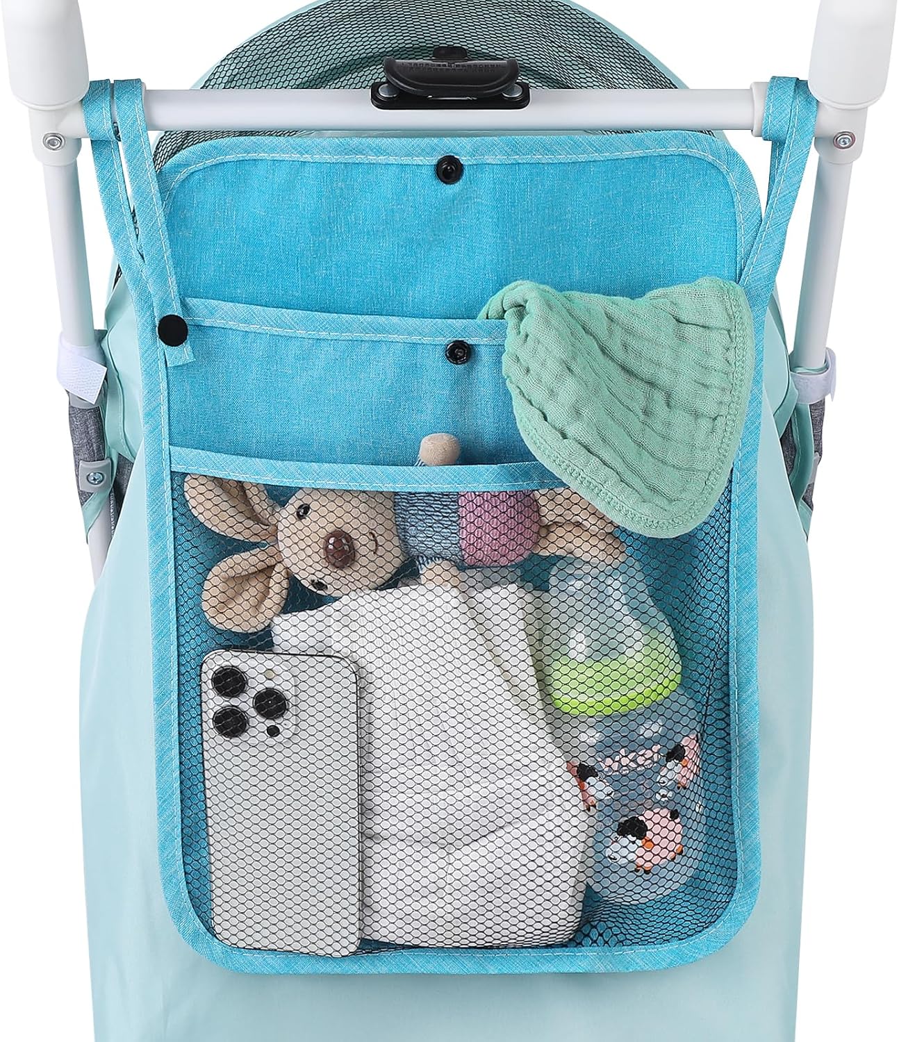 Accmor Universal Stroller Organizer, Mesh Bag Fits for Uppababy, Nuna, Britax, Doona Strollers, Non-Slip Adjustable Stroller Mesh Cargo Net Storage Caddy Accessories