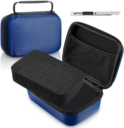 EVA Hard Case with Customizable Foam Protective EVA Carrying Case Shockproof Outdoor for Camera, Digital Products, Electronic Instruments with Knife(Blue,7.1 x 4.7 x 3.1 Inch)
