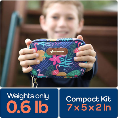 KeepGoing Travel First Aid Kit for Kids – 130 Pc. for Car, Home, Purse, Diaper Bag & Backpack with Latex-Free Bandages - Mini First Aid Kit Travel Size TSA-Approved