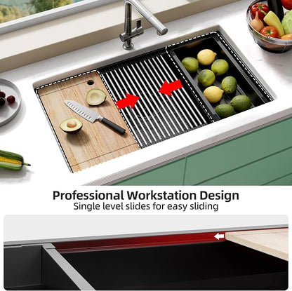 30 Inch Undermount Kitchen Sink Stainless Steel, 30x19 Undermount Workstation - Image 2