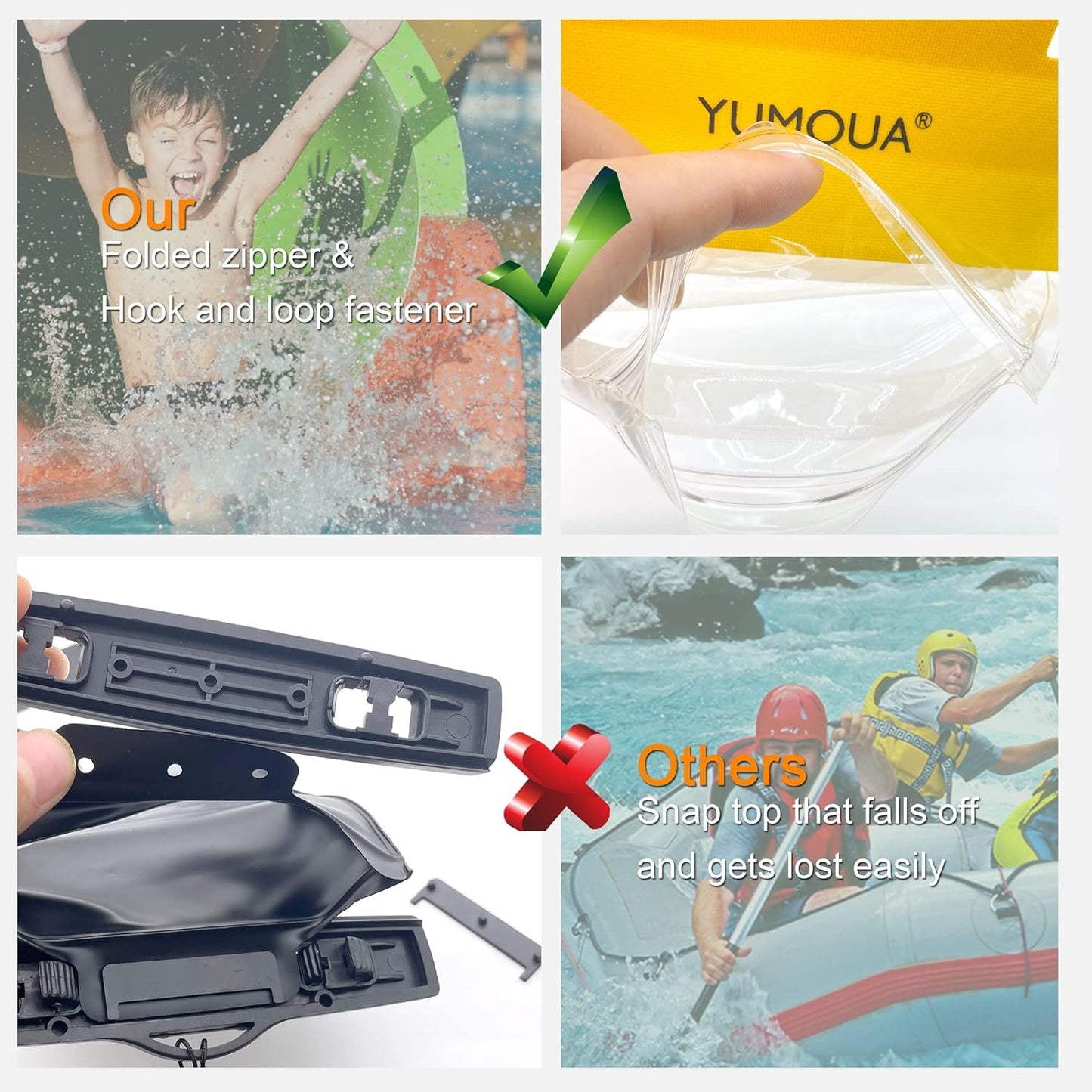 Large Waterproof Phone Pouch 2 Pack, IPX8 Waterproof Cell Phone Case Dry Bag Compatible with iPhone 15 14 13 12 Pro Max, Galaxy S23 Ultra S22 Pixel 4 XL Phone Up to 7.5", Black+Yellow