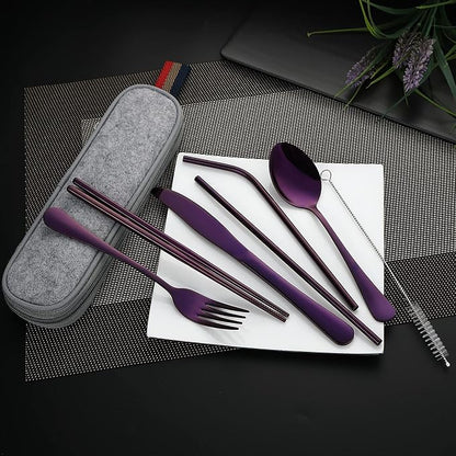 DEVICO Portable Utensils, Travel Camping Cutlery Set, 8-Piece including Knife - Image 6
