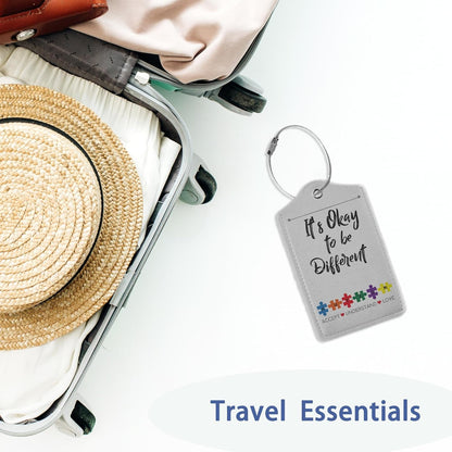 2Pcs Luggage Tag for Suitcase Autism Awareness Cute Suitcase Tag with Privacy Flap & Name ID Label & Metal Loop,Travel Bag Luggage Tags for Women