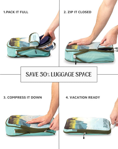 Compression Packing Cubes Set for Travel - Lightweight, Durable Clothes Organizer for Carry-On Luggage and Suitcases by TRIPPED Travel Gear