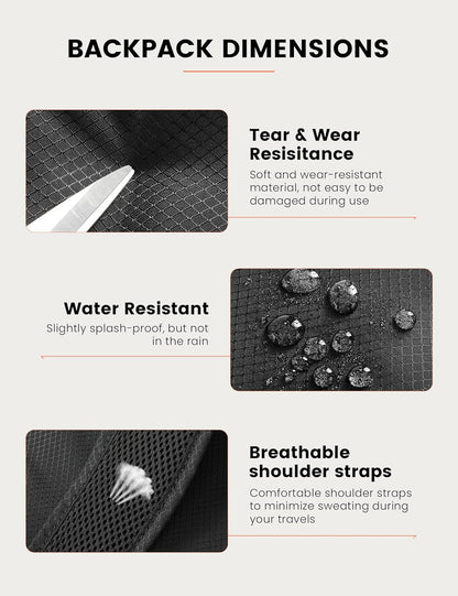 SKYSPER 15L Lightweight Small Hiking Backpack for Women Men, Foldable Travel Daypack, Packable Camping Backpack, Mini Outdoor Hiking Bag (Black)