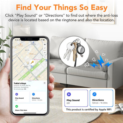 2025 New [Apple MFi Certified] (iOS Only) Air Tracker Tags-1 Pack, Bluetooth Tracker for Apple Find My, Replaceable Battery, Key Finder and Item Locator for Keys, Bags, Luggage, Wallet (Orange Pro)