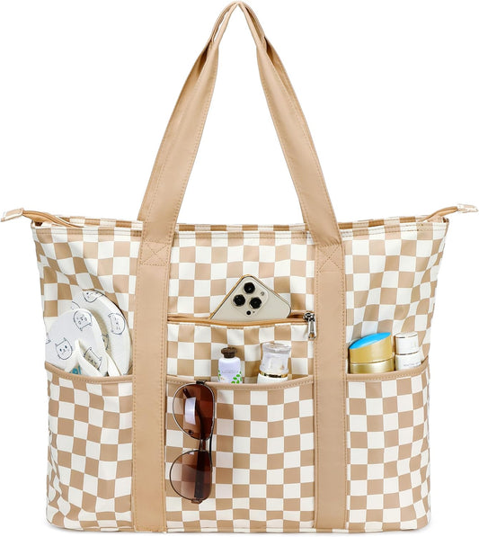 LEDAOU Beach Bags for Women, Beach Bags Waterproof Sandproof, Packable Beach Tote Bag with Zipper Travel Sports