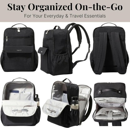 Baggallini Everyday Laptop Backpack - 11x15.5 Lightweight Water-Repellent Nylon Travel Bag w/Padded Laptop Sleeve & RFID