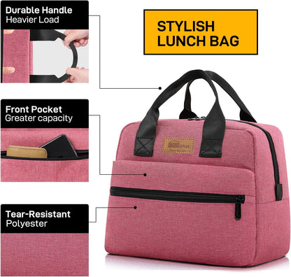 HOMESPON Insulated Lunch Bag for Women Men Lunch Box Cooler Lunch Tote for Work Picnic (Rose)