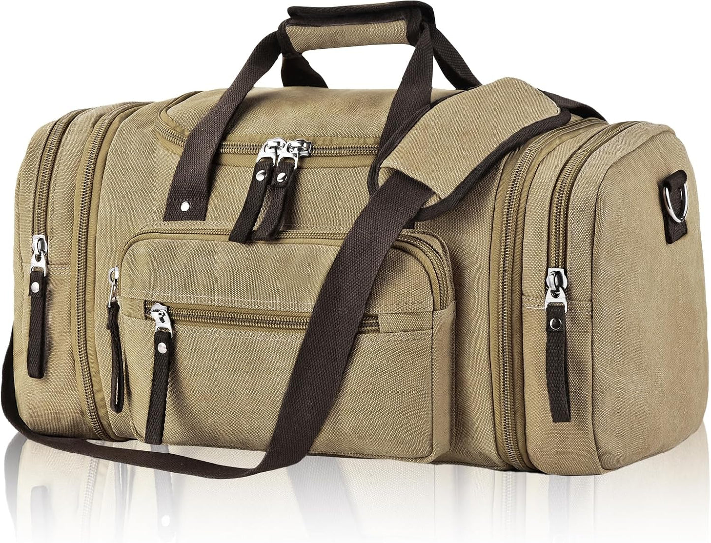 Felipe Varela Duffle Bag for Men, Expandable Canvas Duffel Bag for Travel, Mens Carry On Luggage Bags Traveling Weekender Gym Overnight Bags for Airplanes, Coffee