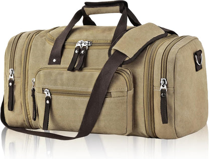 Felipe Varela Duffle Bag for Men, Expandable Canvas Duffel Bag for Travel, Mens Carry On Luggage Bags Traveling Weekender Gym Overnight Bags for Airplanes, Coffee