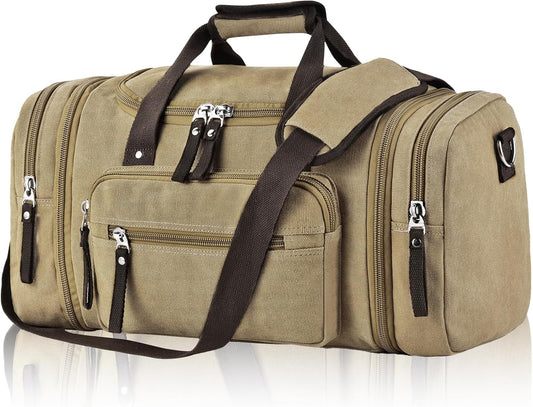 Felipe Varela Duffle Bag for Men, Expandable Canvas Duffel Bag for Travel, Mens Carry On Luggage Bags Traveling Weekender Gym Overnight Bags for Airplanes, Coffee