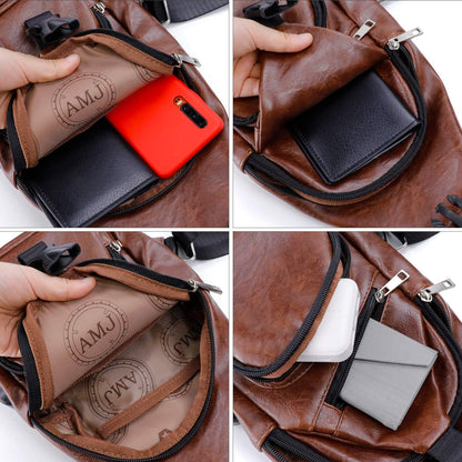 AMJ Crossbody Sling Bag Men Women, Casual Shoulder Backpack, Chest Daypack Satchel for Hiking Travel