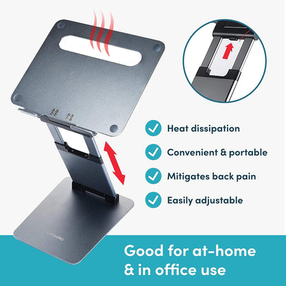 Lifelong Ergonomic Adjustable Laptop Stand for Desk - Height Up to 20" Portable Computer Laptop Riser Holder, Fits All MacBook Air & 10 15 17 Inches Laptops, Back to School Gift for Men & Women