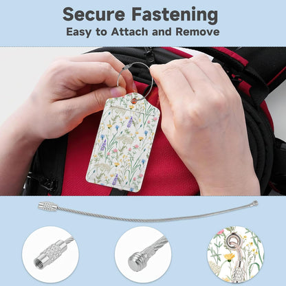 2 Pack Luggage Tag for Suitcase, Retro Lavender Leather Bag Tags Identifiers Privacy Cover ID Label with Durable Steel Loop for Women Men Kids Girls Travel