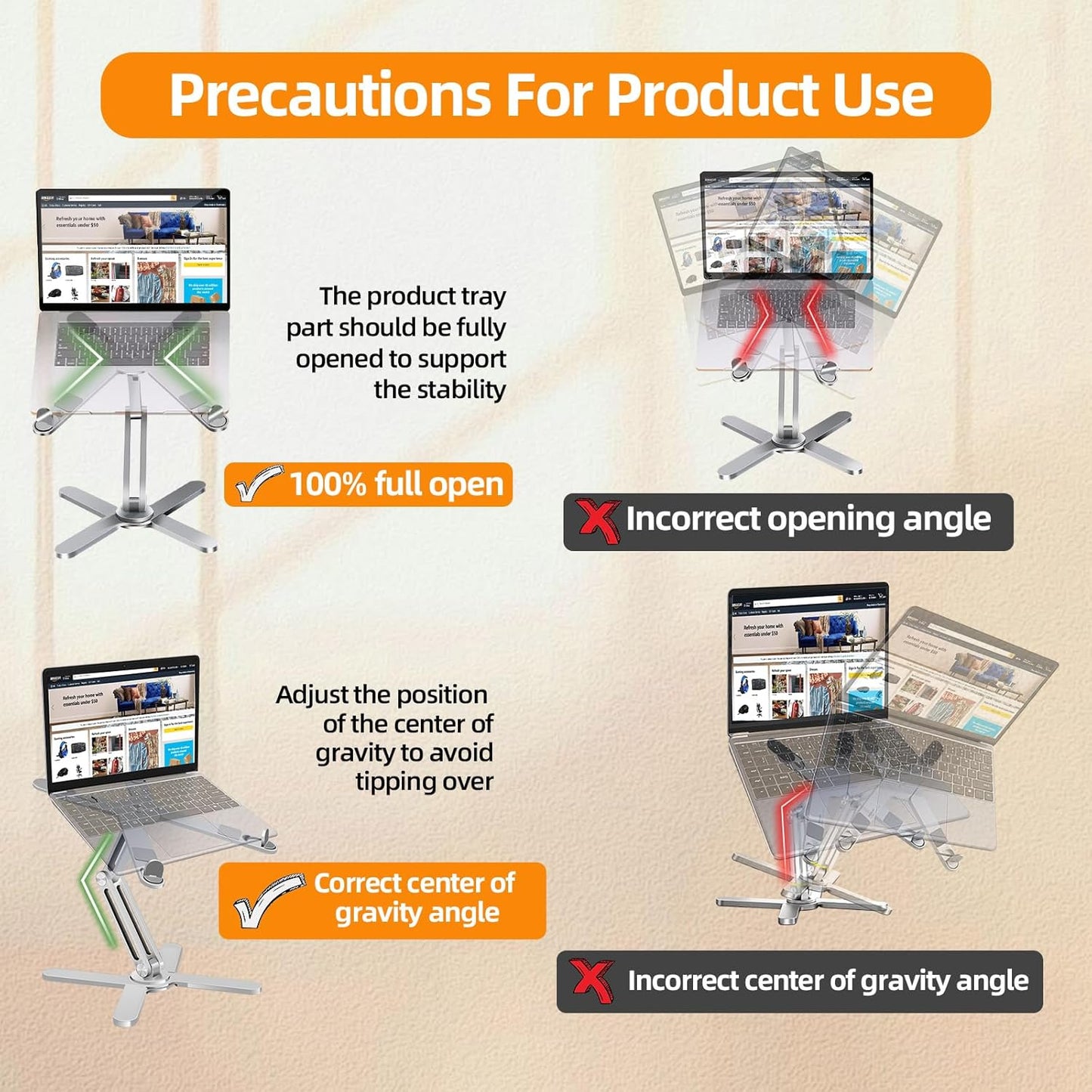 Laptop Stand with 360 Rotating Base, Computer Notebook Laptop Riser Metal Holder for Desk Collaborative Work, Fully Foldable for Easy Storage, Fits All MacBook, Laptops up to 16 inches