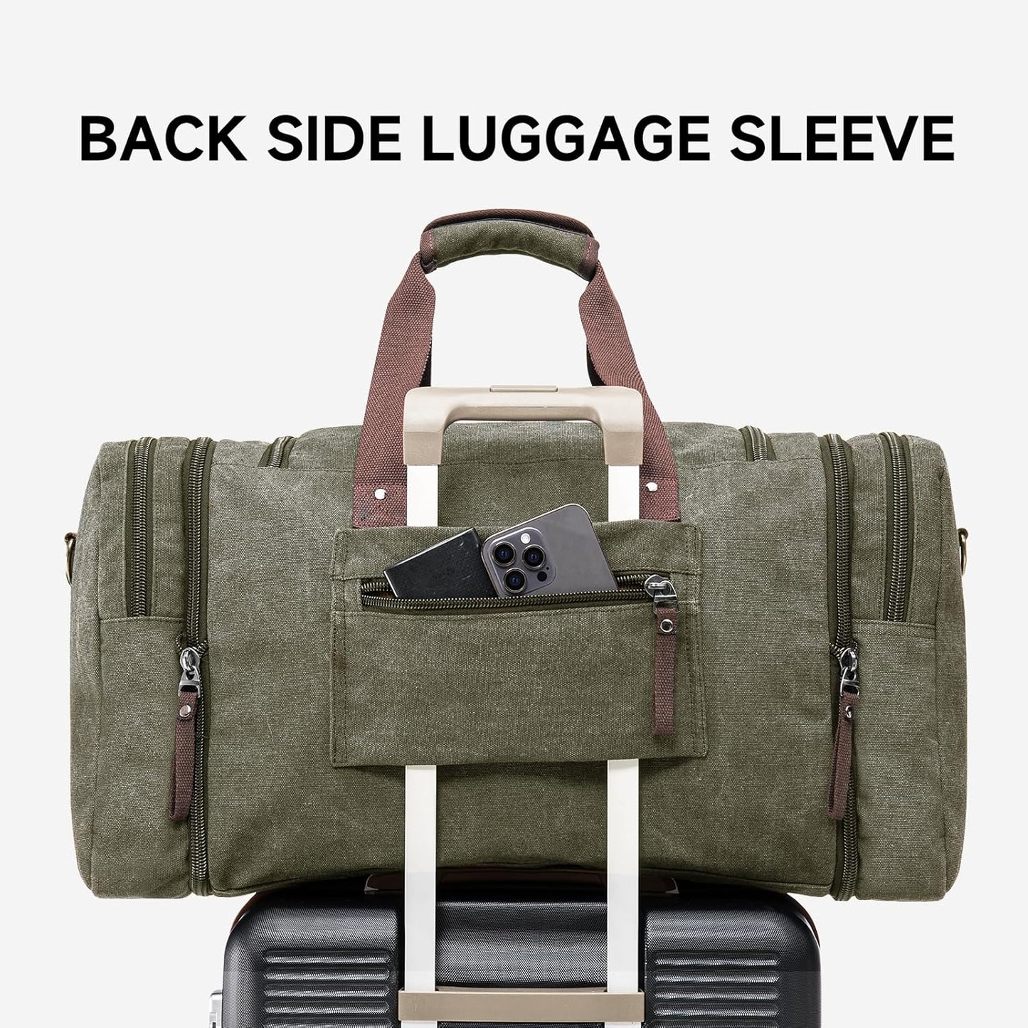 Canvas Expandable Duffle Bag for Men Traveling, Luggage Travel Bag Weekender Overnight Bag,Mens Gym Carry on Duffel Bags