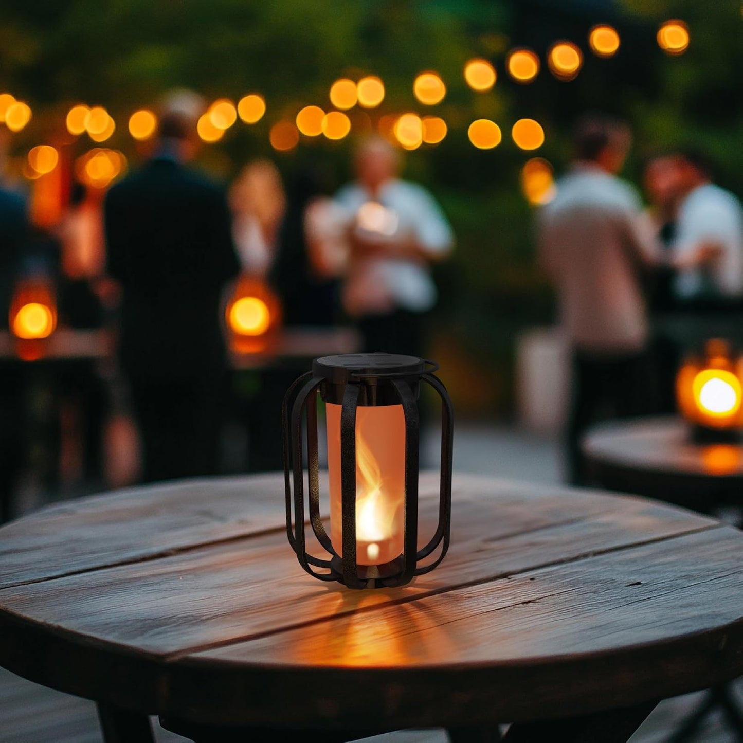 Modern Solar Lanterns Outdoor Waterproof - Patented Flickering LED Flame Effect, IP65 Waterproof, Matte Black Finish, Hanging Solar Lights for Outside for Patio, Garden, Porch, Outdoor Decor (2 Pack)