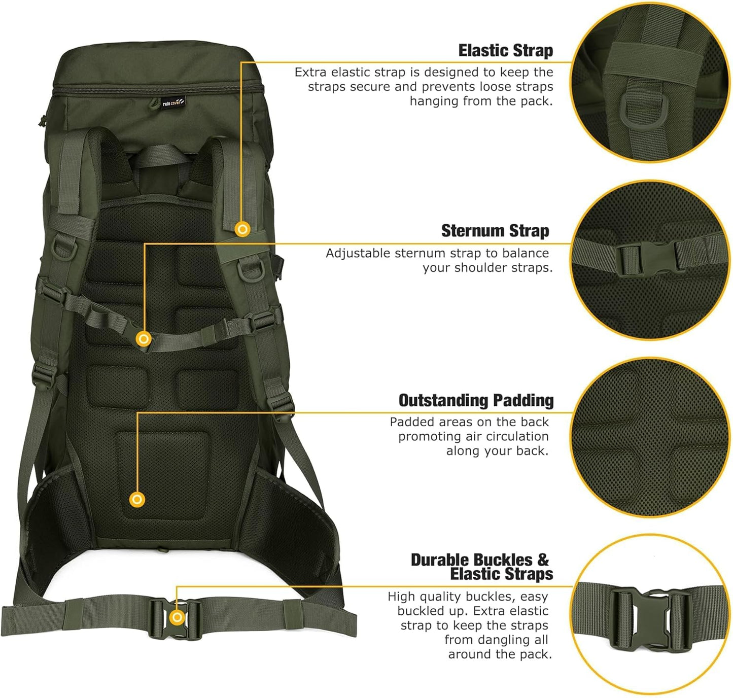 Mardingtop 50L Hiking Backpack,Backpacking Backpack with Rain Cover for Hiking,Backpacking,Rucking,Camping,Survival