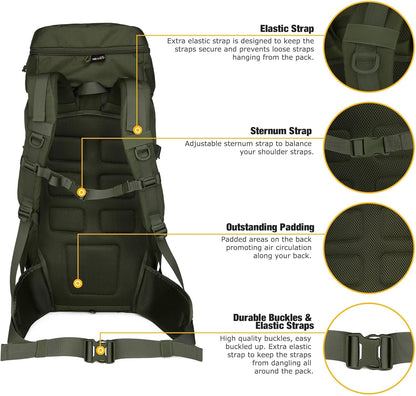 Mardingtop 50L Hiking Backpack,Backpacking Backpack with Rain Cover for Hiking,Backpacking,Rucking,Camping,Survival