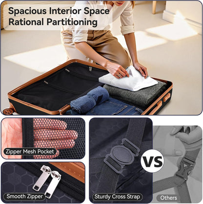 Hoteel 3 Piece Luggage Set with Spinner Wheels (4-YEAR WARRANTY), Carry on Luggage for Travel with TSA Lock, Hardshell ABS+PC Suitcase Set, 20" Suitcase + Expandable Duffel Bag + Cosmetic Bag(Black)